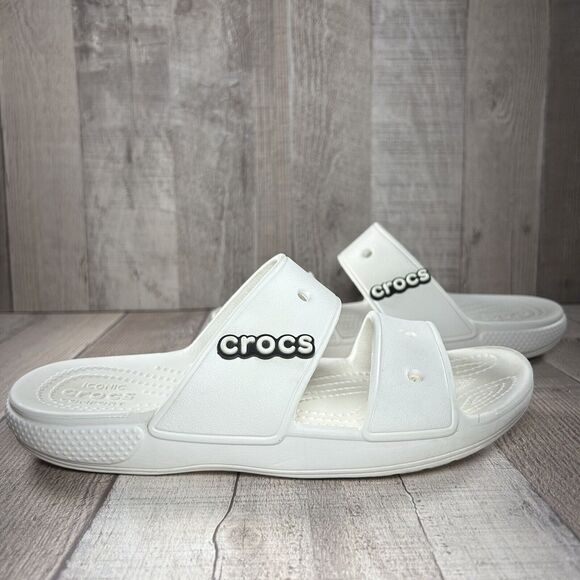 Crocs Women's Classic Slide Sandal Comfort Two Strap Slip On White Size 8 - Picture 3 of 16